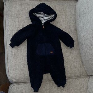 7 For All Mankind Navy Fleece Sherpa Kids One Piece